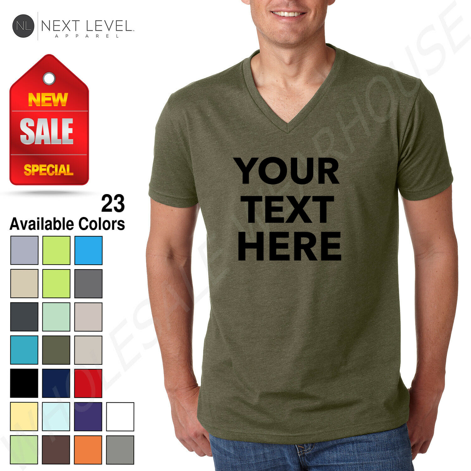Custom Text, Logo- Next Level Men's Premium CVC V-Neck Soft T-Shirt 6240 gallery