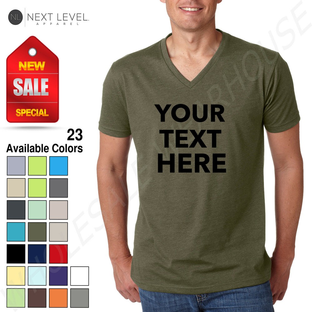 Custom Text, Logo- Next Level Men’s Premium CVC V-Neck Soft T-Shirt 6240