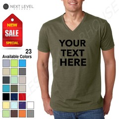 Custom Text, Logo- Next Level Men’s Premium CVC V-Neck Soft T-Shirt 6240