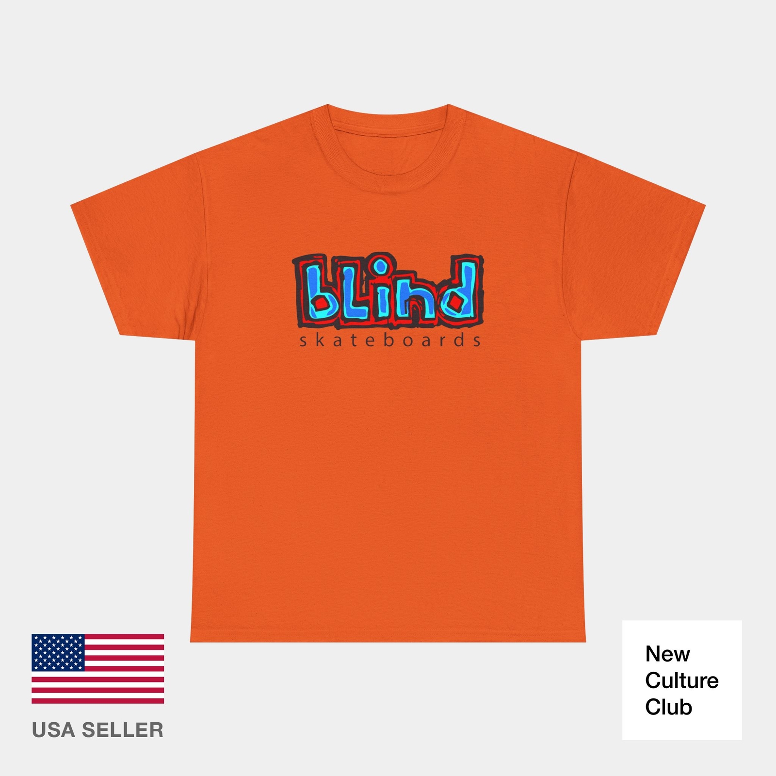 blind skateboards Vintage Logo v3 Creager Blue Retro Classic Skate TShirt Print gallery