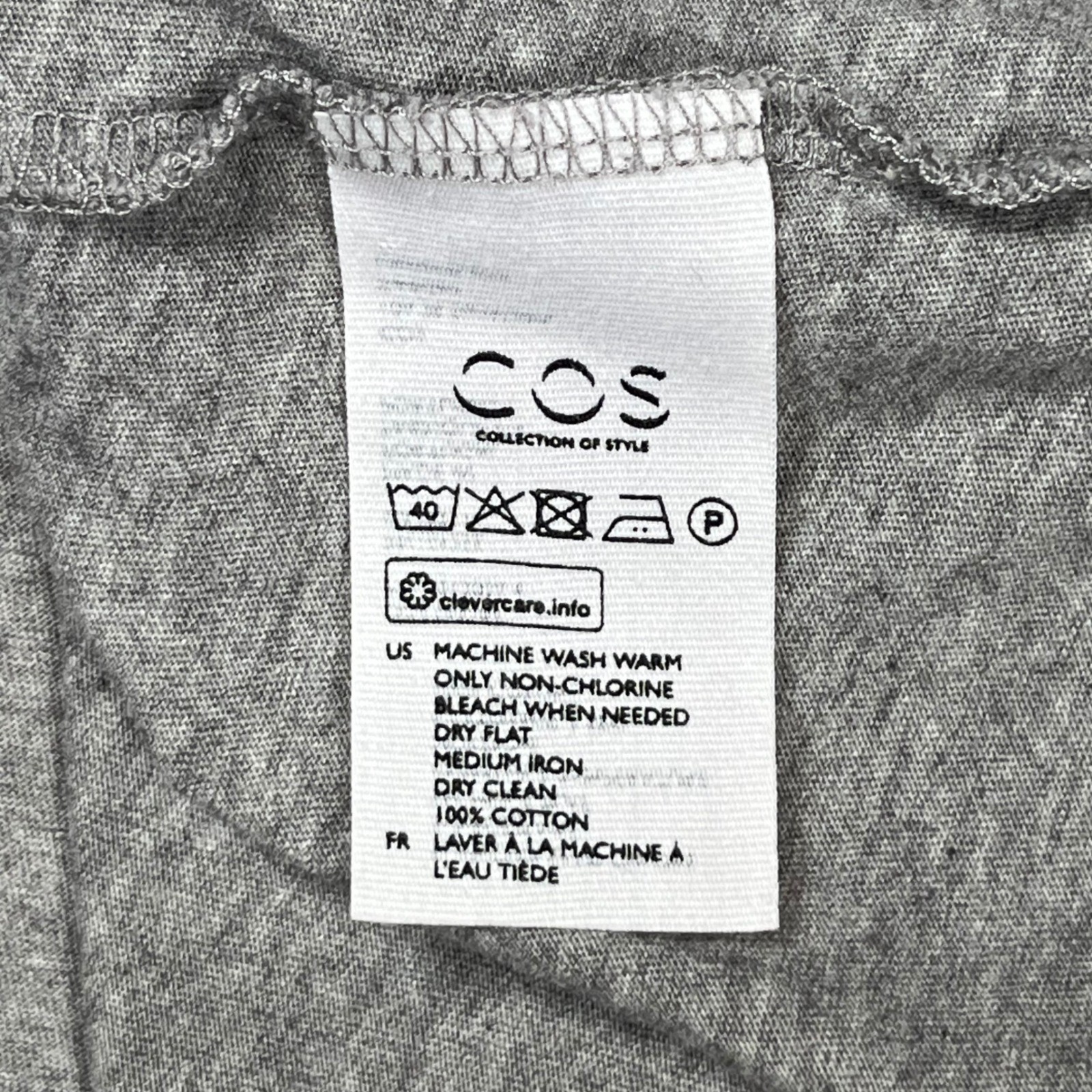COS Scoop Neck T-Shirt Mens Medium Grey Heathered Cotton Minimalist Tee Casual gallery
