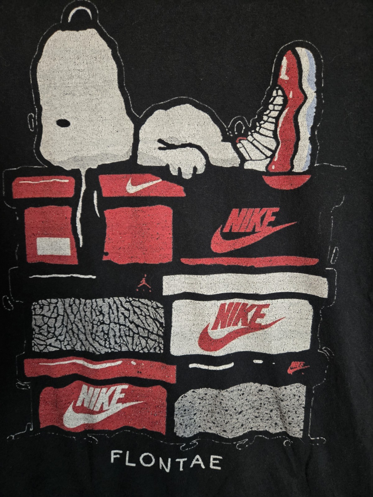 Snoopy Air Jordan Nike T-shirt Sz Sm Flontae Sneakerhead Peanuts Michael Hype gallery