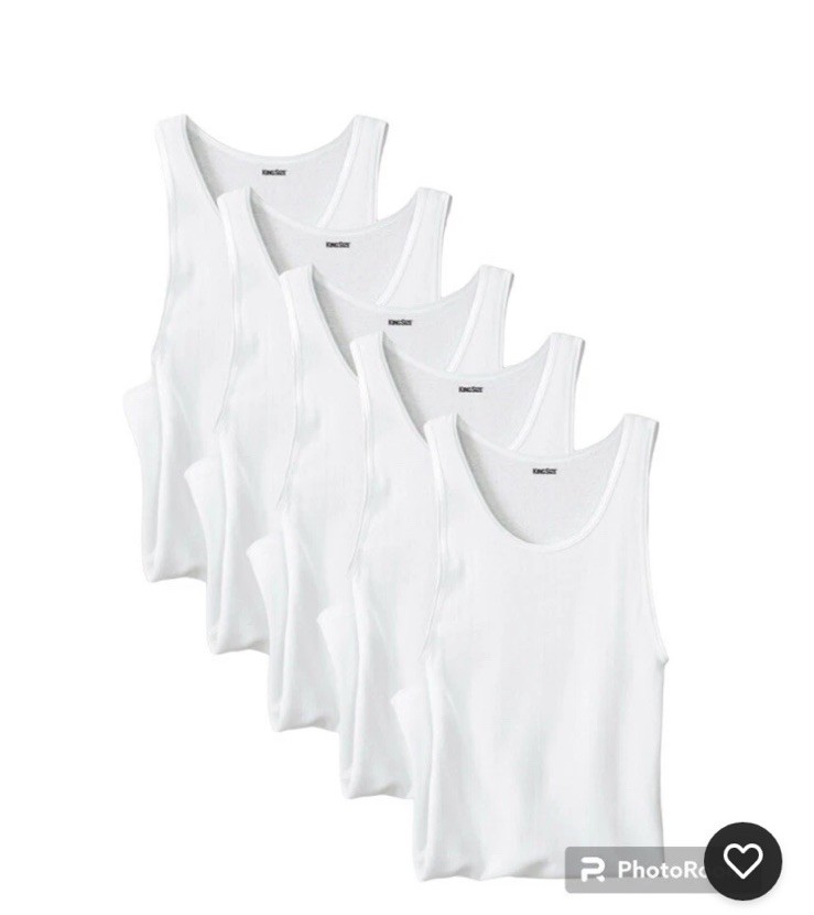 Kingsize Brand Men’s Undershirts 5 Pack White Size Large Cotton Tank
