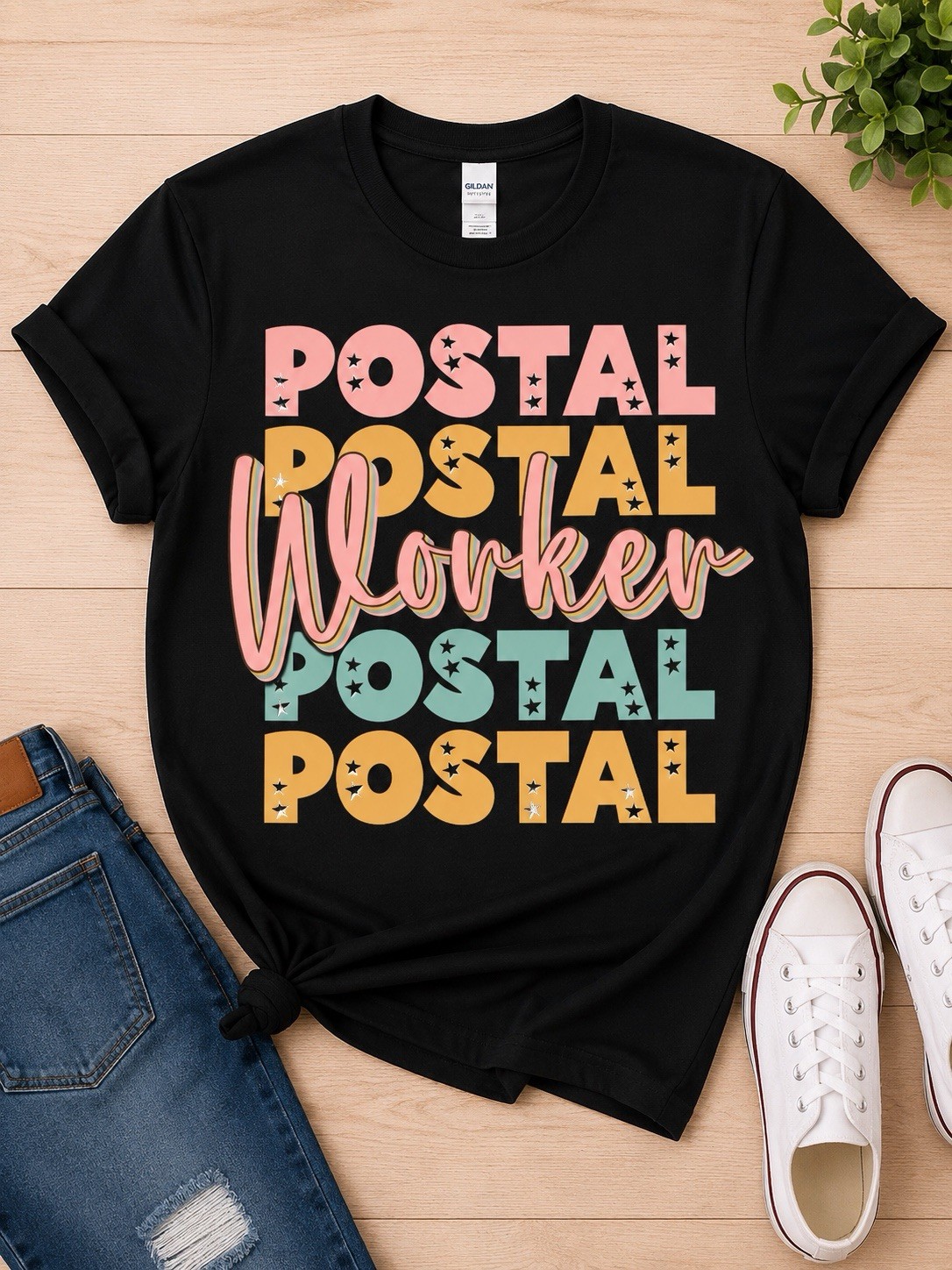 Gildan Postal Worker Graphic Tee Cotton Crew Neck Short Sleeve One Size gallery