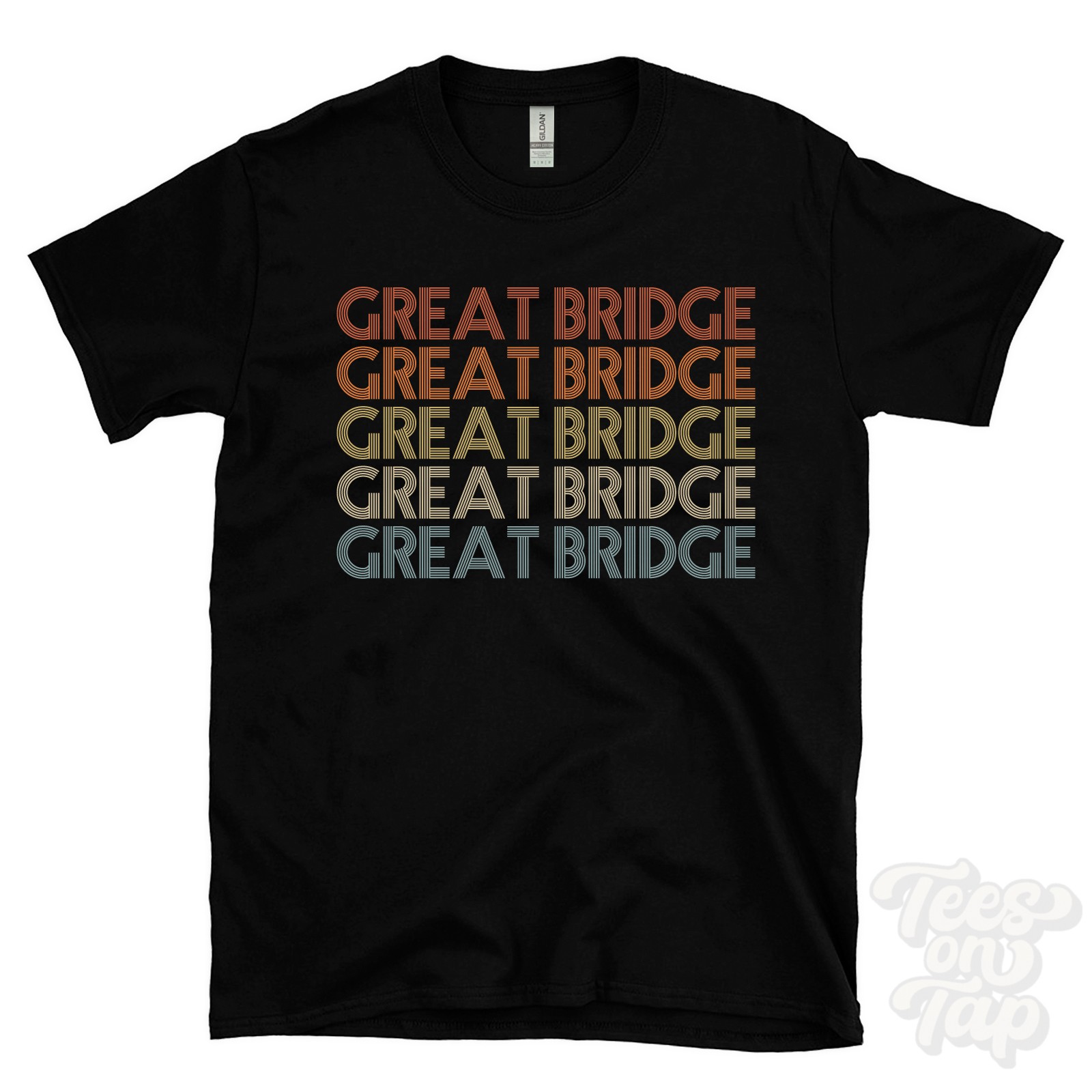 GREAT BRIDGE REPEATED RETRO STYLE T-SHIRT mens & womens uk place name gift