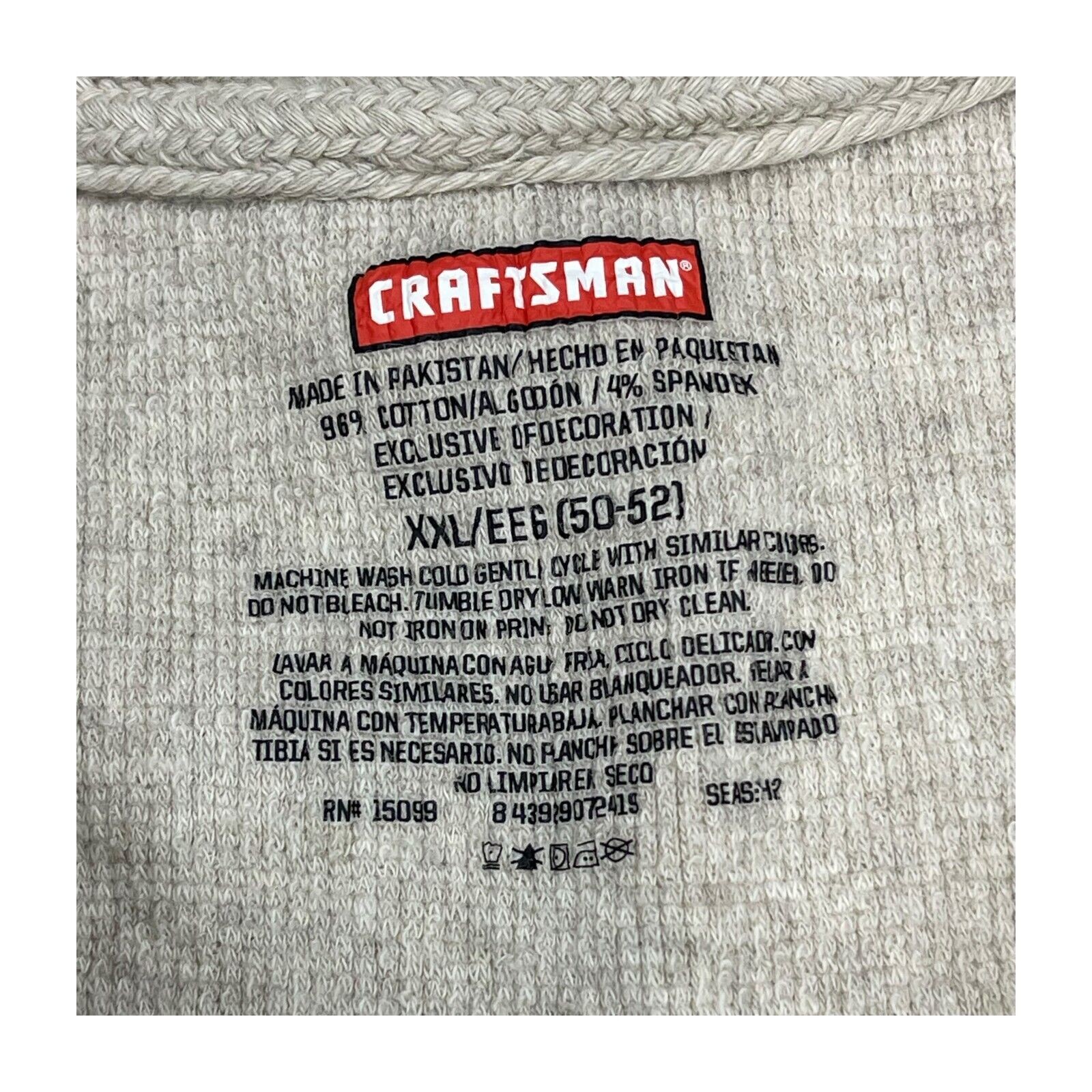 Craftsman Shirt Men's 2XL Beige Stretch Henley Neck Long Sleeve High Low Hem gallery