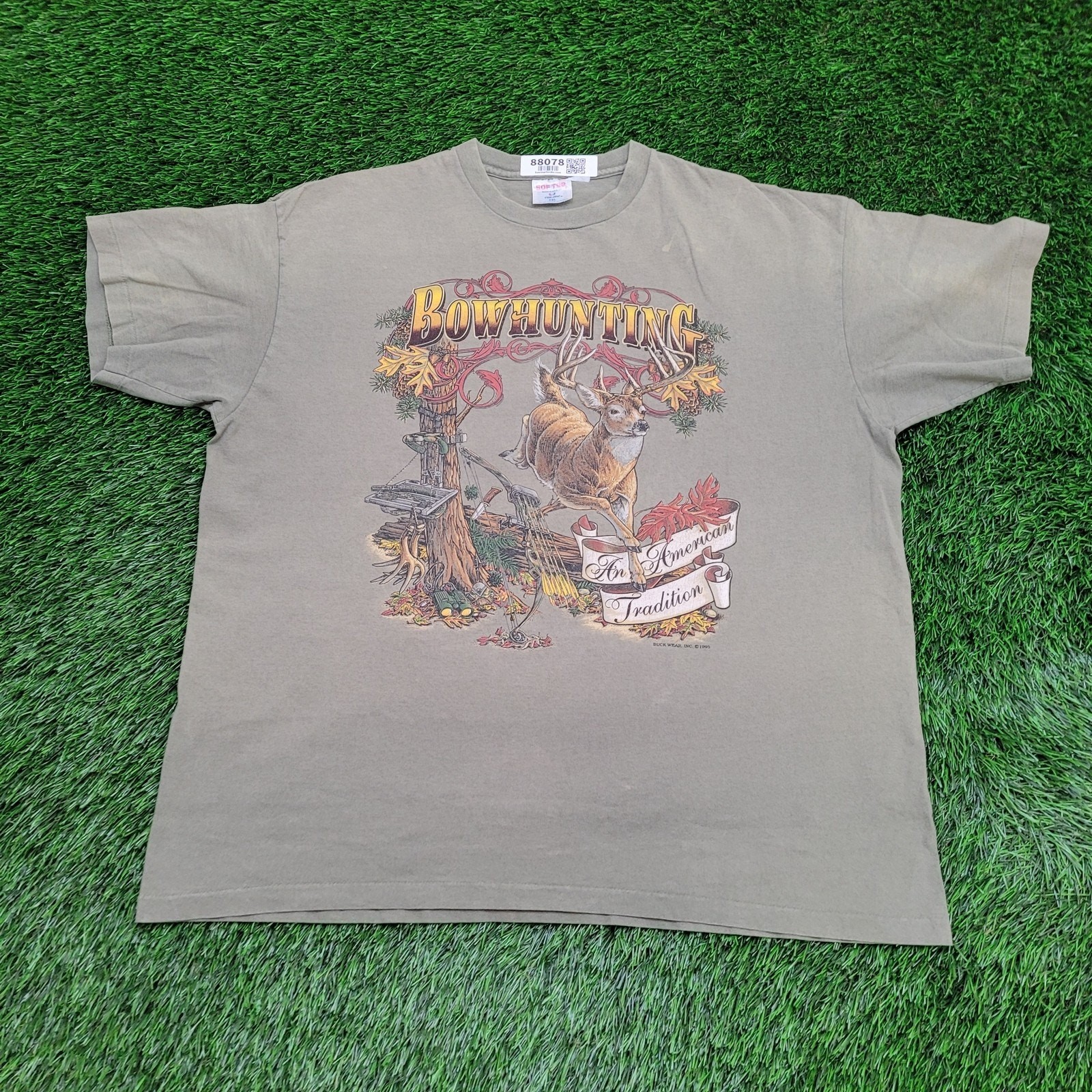 Vintage 1995 Bow-Hunting Buck-Wear Deer Shirt 2XL 25x27 Crop USA gallery