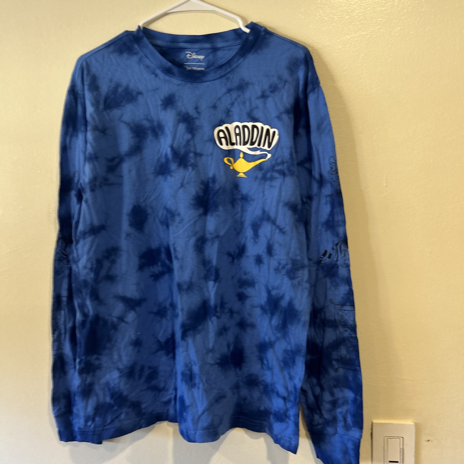 Disney Aladdin Balcony Scene Tie-Dye Blue Long Sleeve T-Shirt Medium gallery