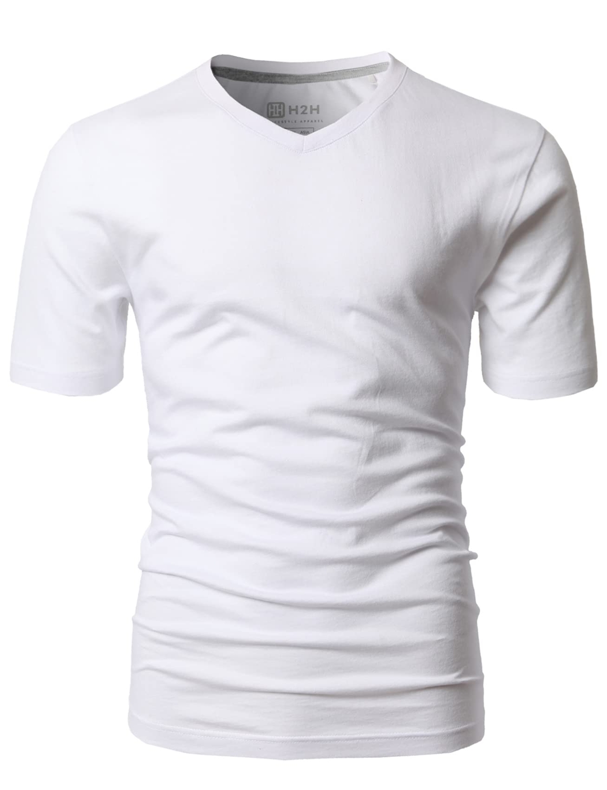 Mens Daily Basic V Neck Short Sleeve T-Shirts with Cotton Blended Fabric WHIT... gallery