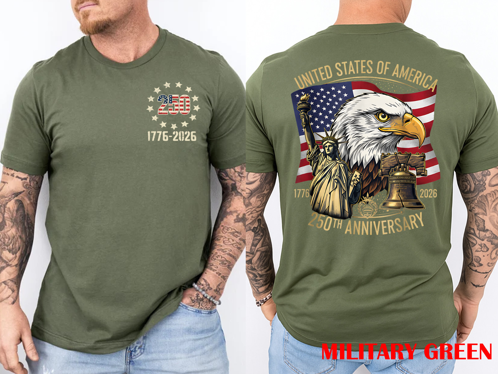 250 Years 1776-2026 250th Birthday Eagle Liberty Bell T-Shirt gallery