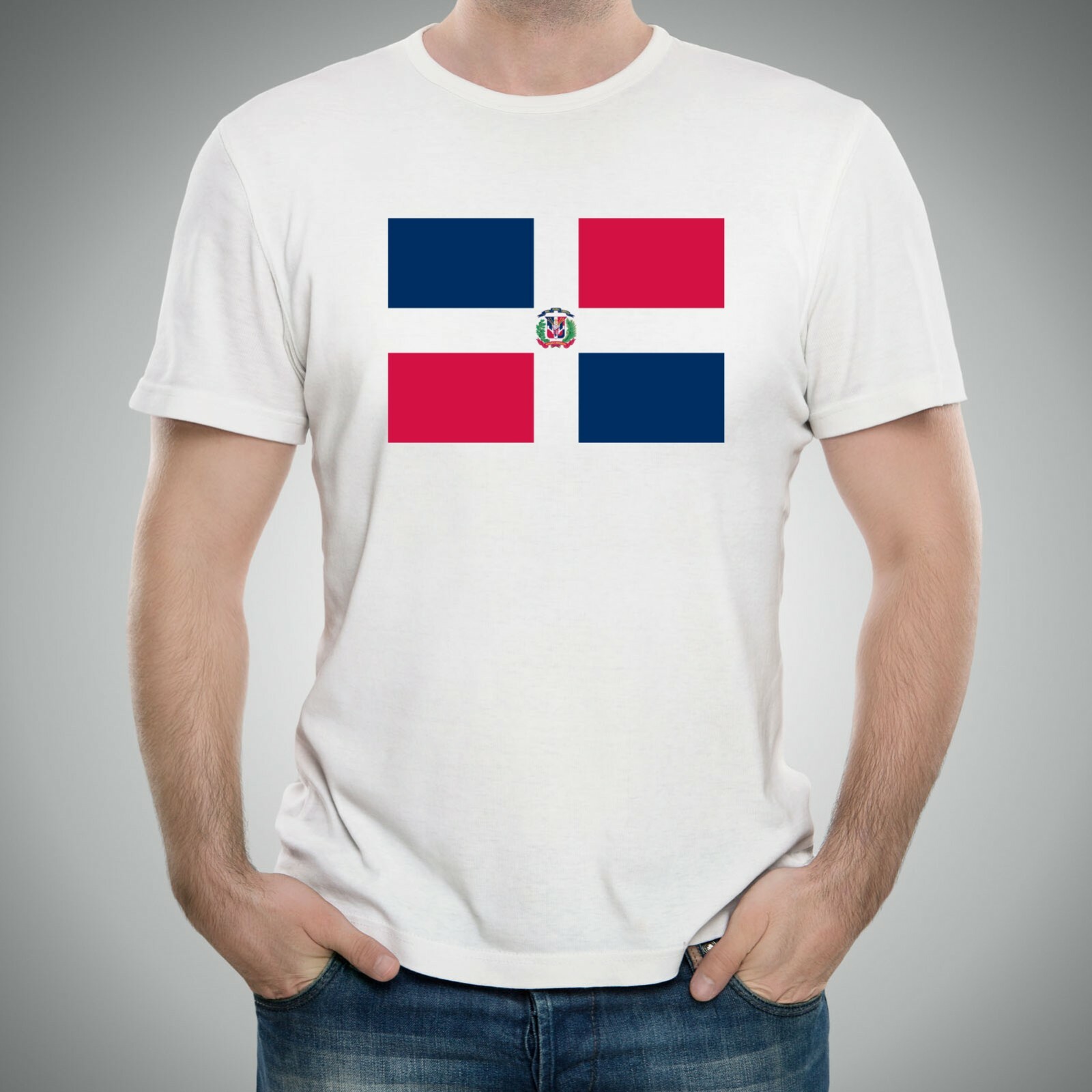 Dominican Republic Latin American Flag Basic Cotton T-Shirt - White gallery