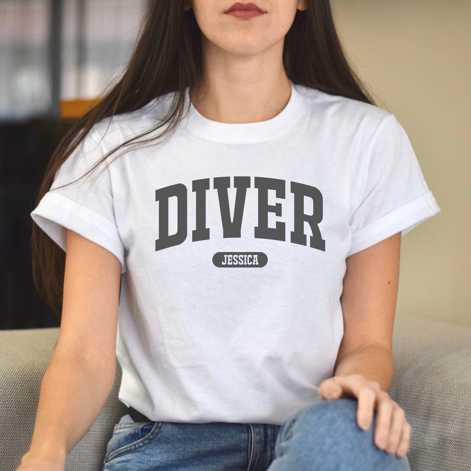 Diver Personalized Unisex T-shirt Custom Scuba diving White Sand Light Blue gallery