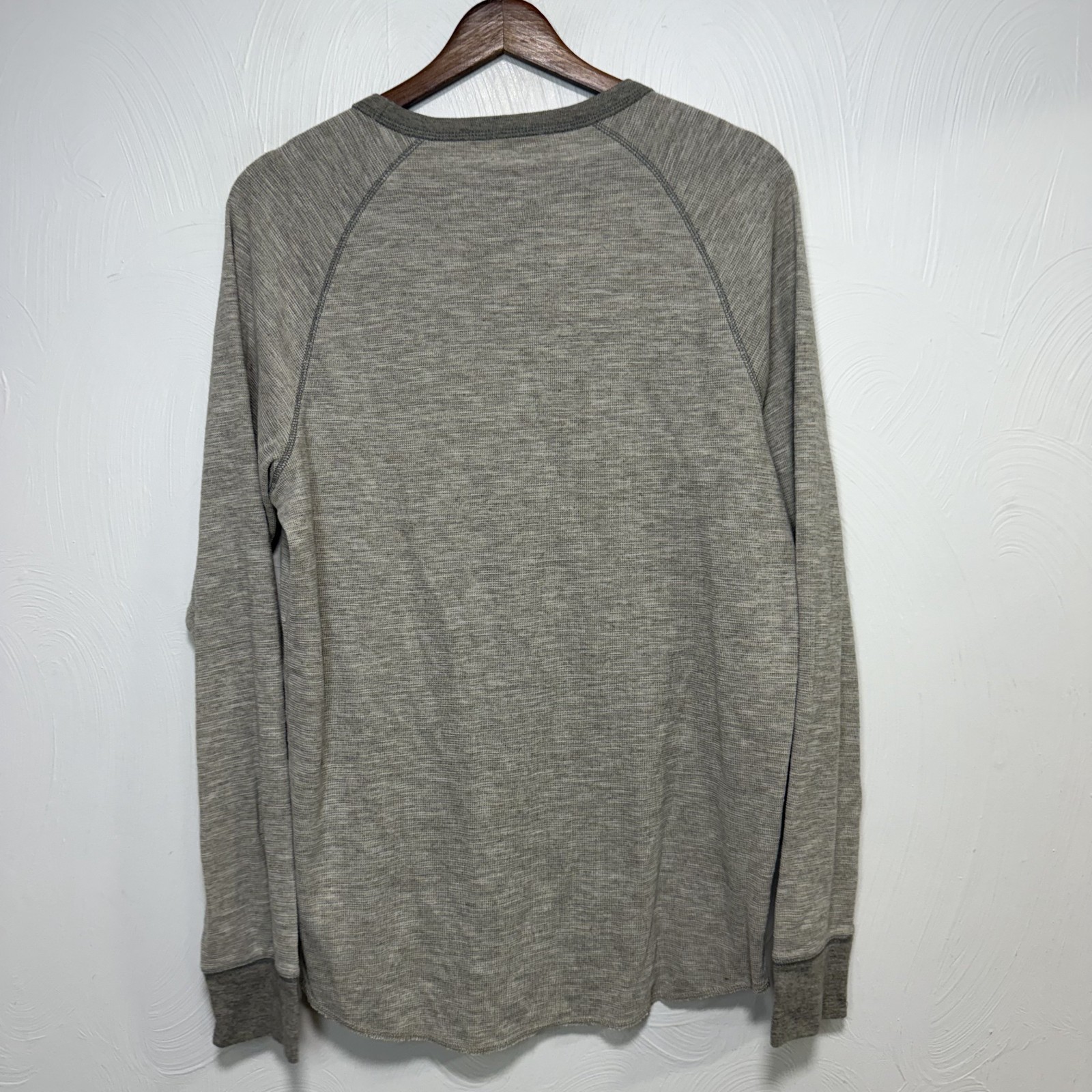American Eagle Men's Gray Thermal Classic Fit Long Sleeve Casual Shirt Top Large gallery