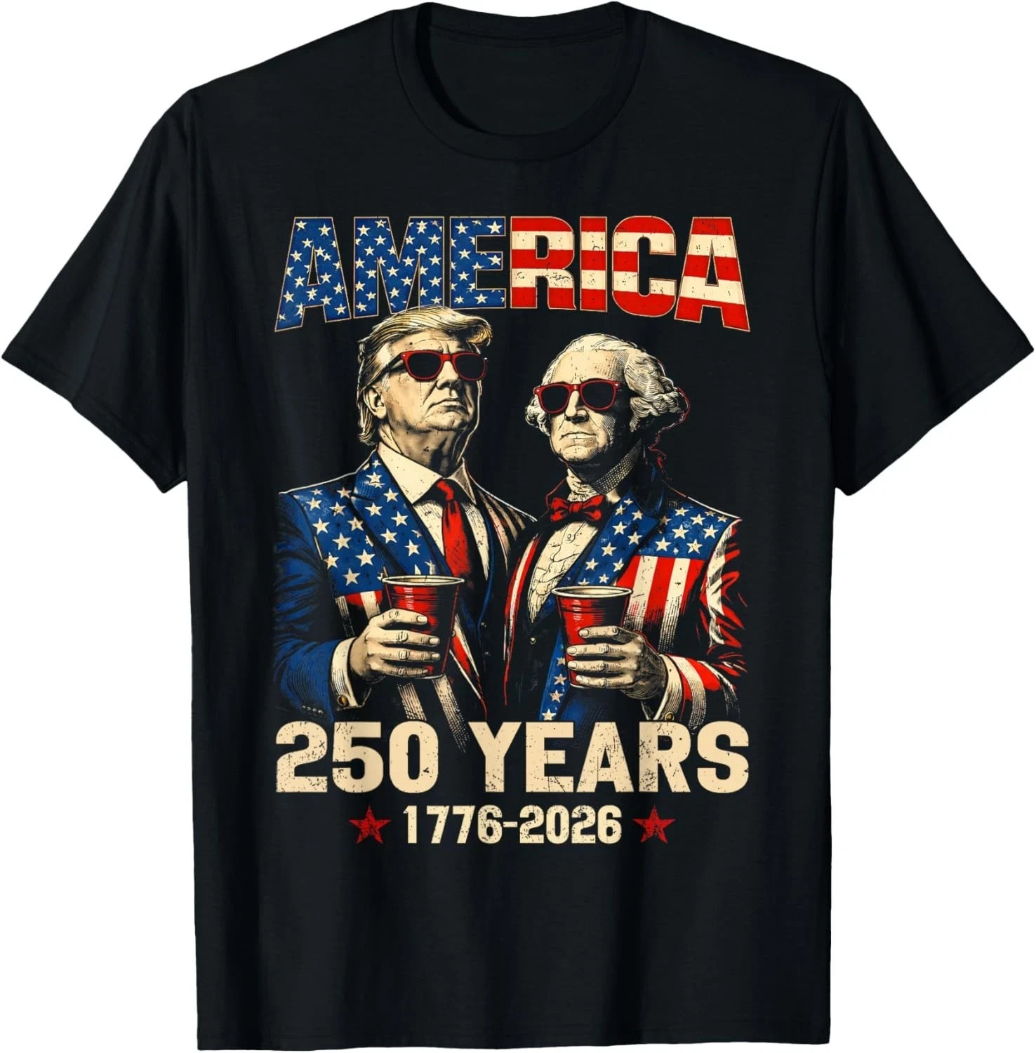 HOT! 250 Years America Anniversary 250th Funny Trump Washington T-Shirt HM1648