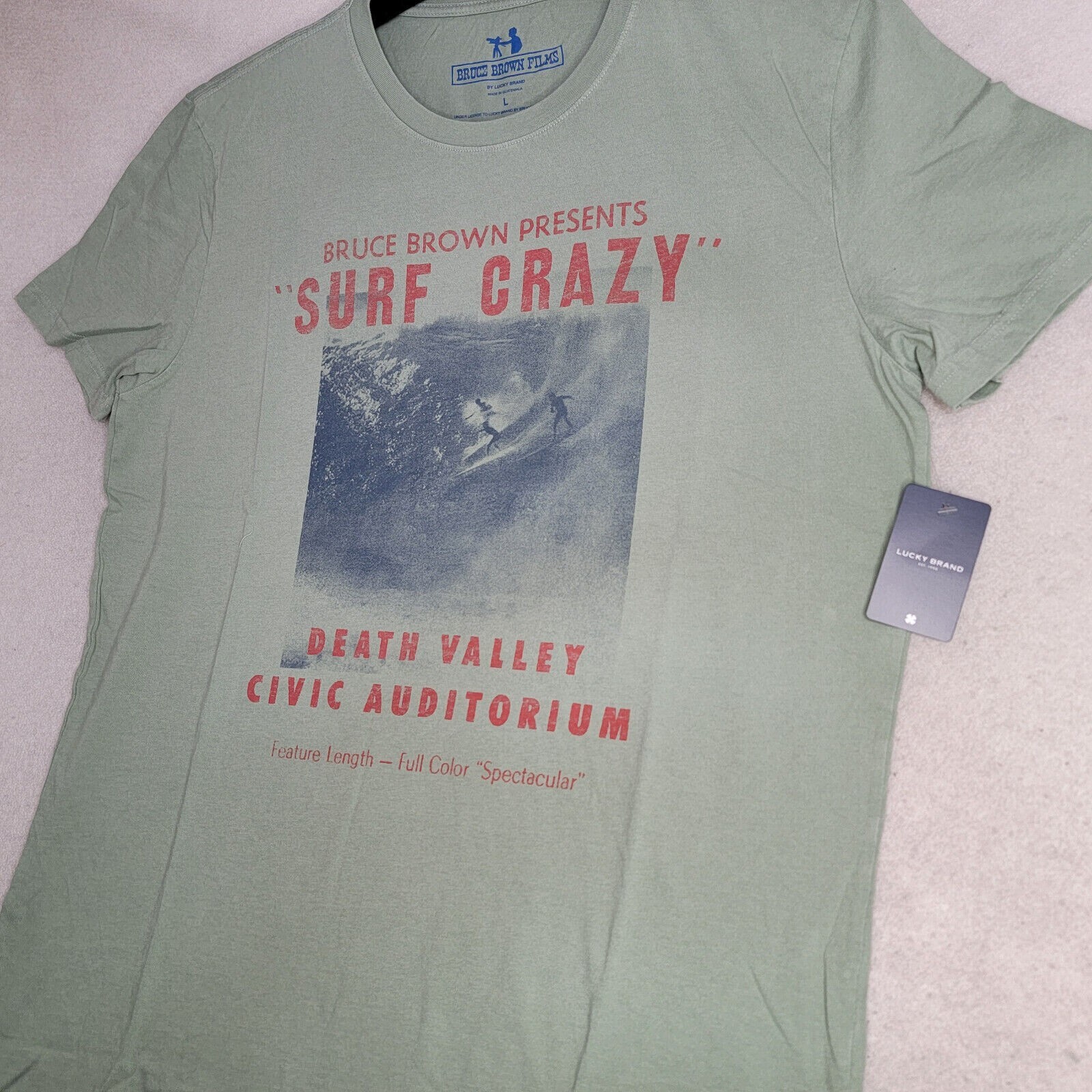 Lucky Brand Surf Crazy Shirt Mens Large L Green Beach Casual Outdoor Retro NWT A gallery