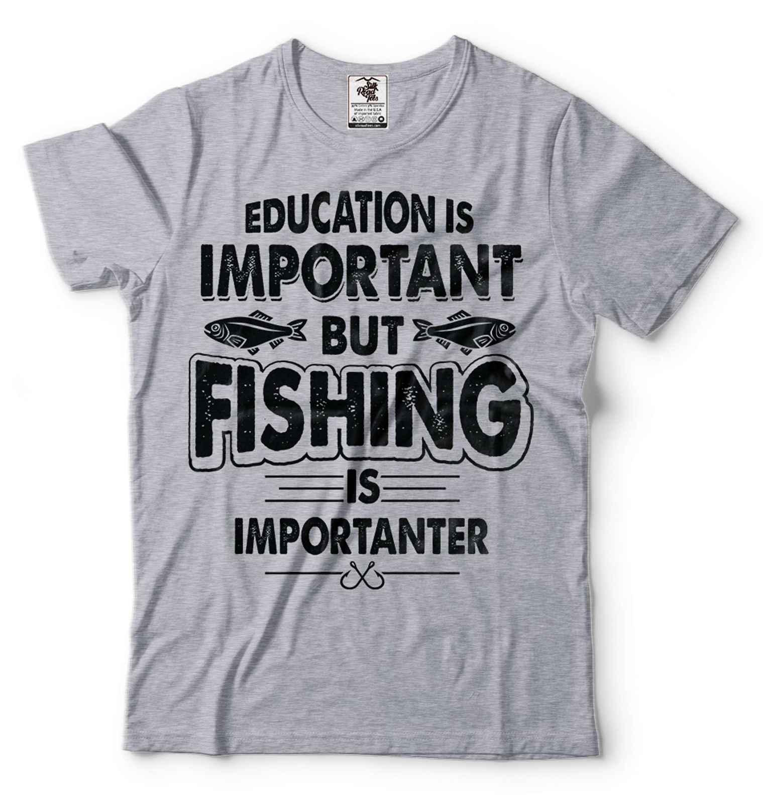 Funny Fishing Joke Tee Education Is Important But Fishing Is Importanter Tee gallery