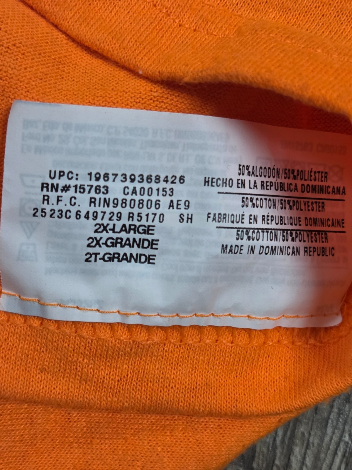 Hanes Men's Adult Neon Safety Orange Solid Short Sleeve Crewneck Tshirt 2XL gallery