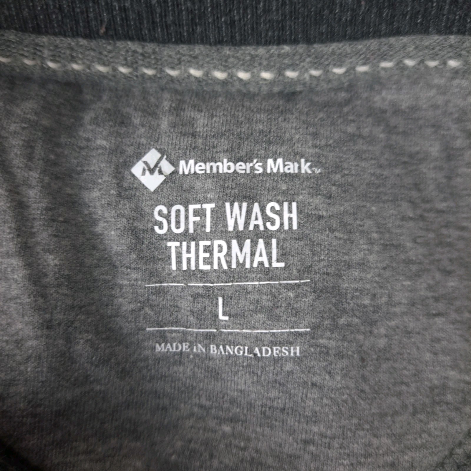 Members Mark Thermal Top Waffle Knit Mens L Black Heather Soft Wash Outdoor gallery
