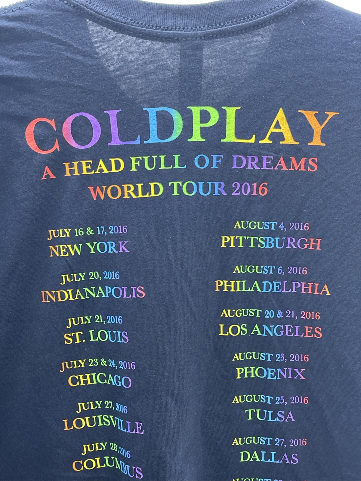 Coldplay 2016 Head Full of Dreams Tour Dates Concert t shirt Men Medium Navy New gallery