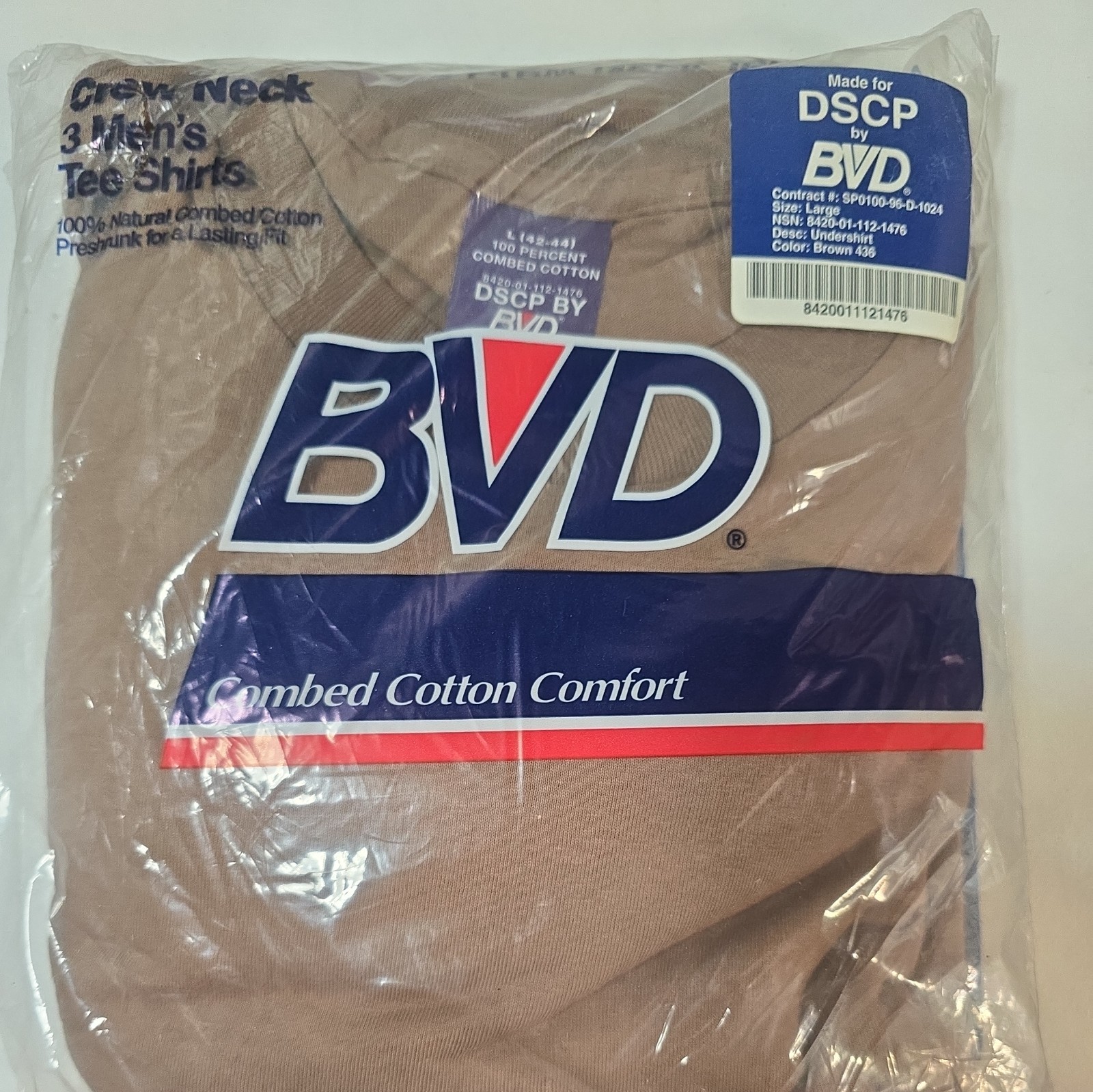 New Pack Of Three Brown Short Sleeve T-shirts Size large Mfg DPSC By BVD gallery