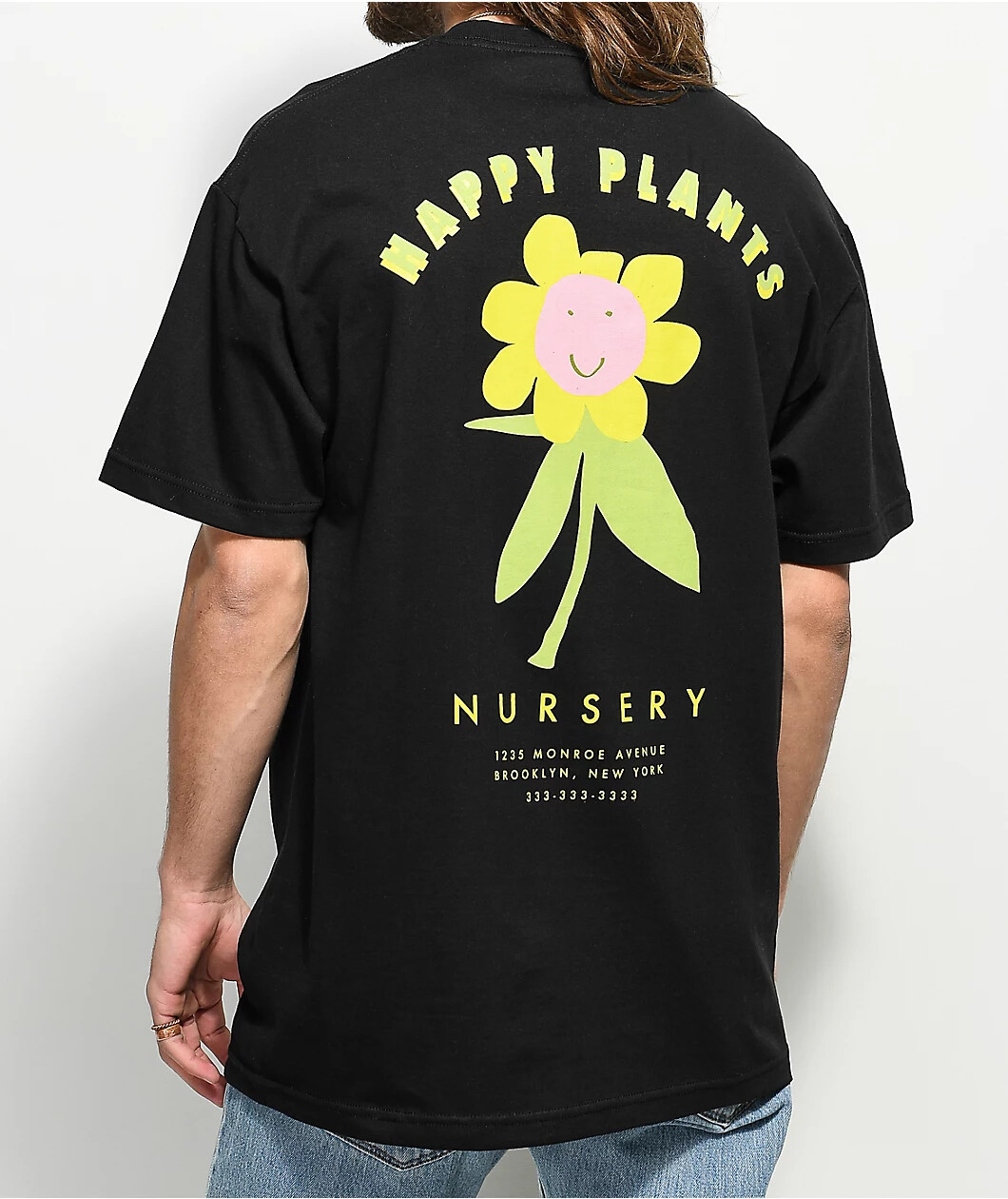 A-Lab Mens Happy Plants Nursery Black T-Shirt New S, M, L, XL, 2XL gallery
