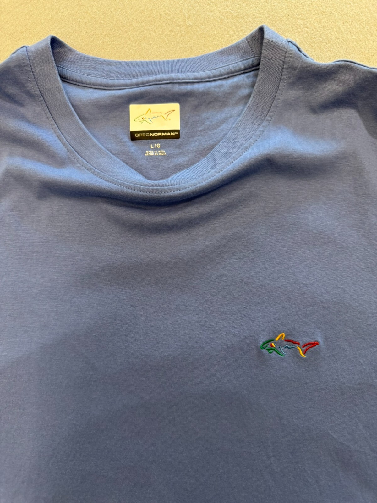 Greg Norman Golf T Shirt Mens Large Periwinkle Cotton Logo Everyday Tee gallery