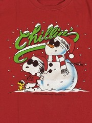 Vintage Snoopy Peanuts Chillin Joe Cool Holiday Red Shirt Size L