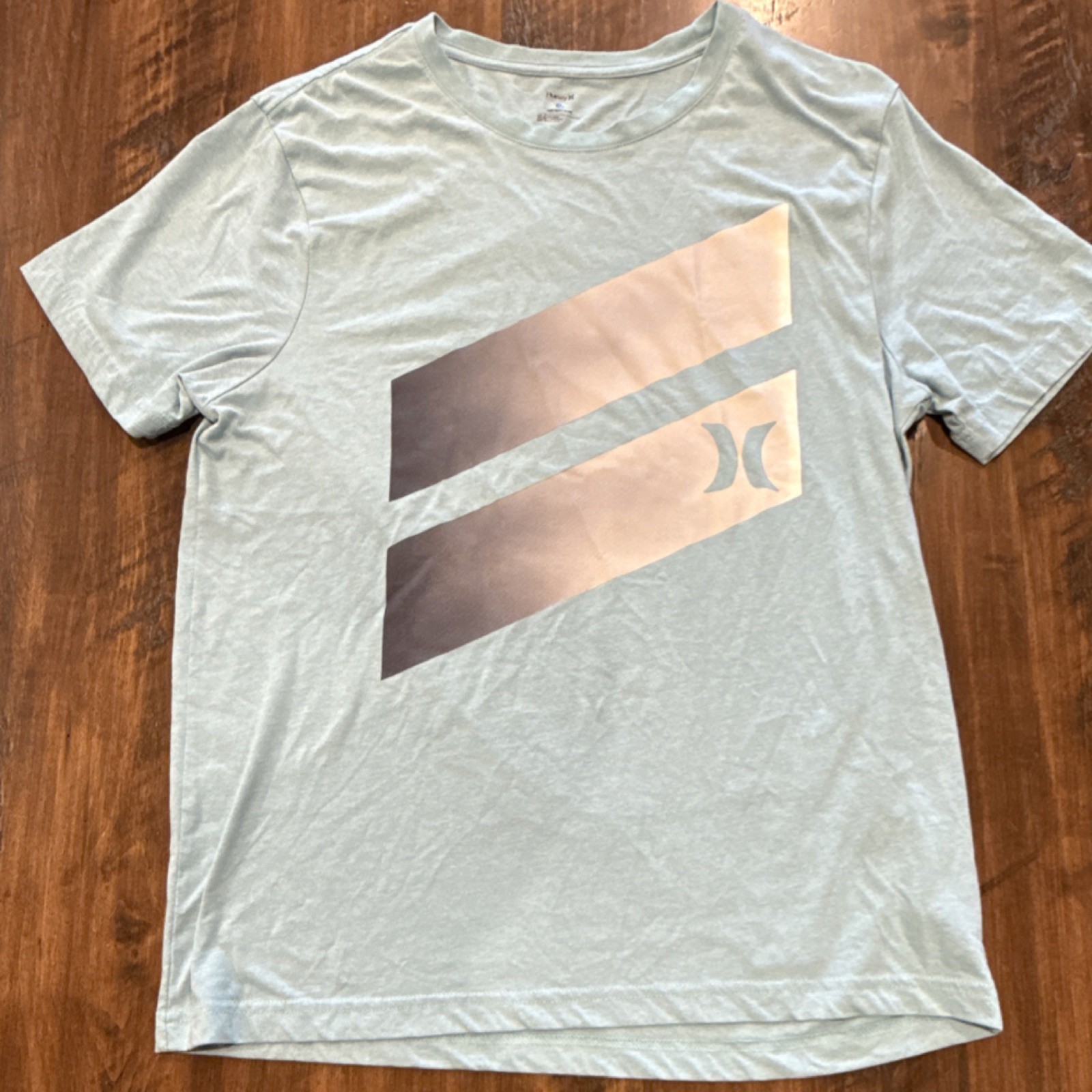 Hurley Men’s Light Blue Graphic Logo Crew Neck Short Sleeve T-Shirt, Size L