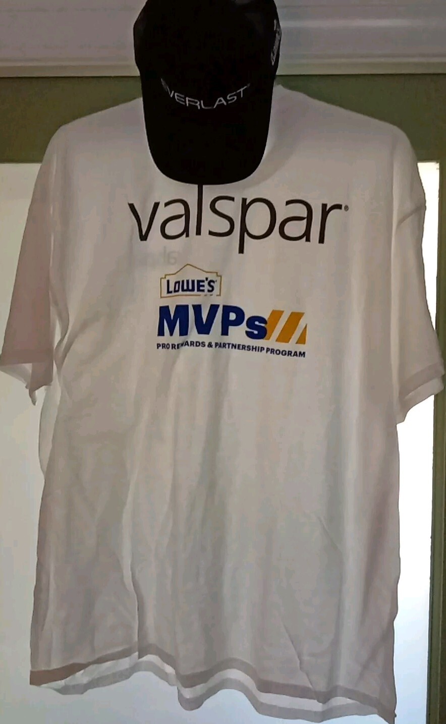 Valspar Lowes MVP White XL T shirt Gildan Dry 50/50 cotton, poly & Black Hat gallery