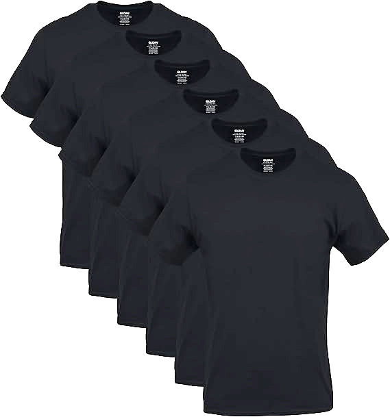 6-pack Gildan G1100 Solid 100% Cotton Short Sleeve Crew T-Shirt - Black - Small gallery