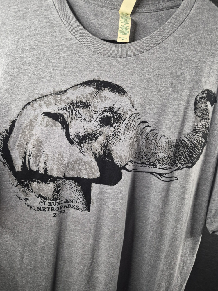 Next Level Sustainable Men’s XL Gray Cotton Zoo Elephant Graphic Tee