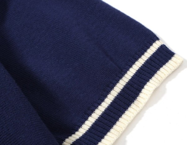 Men's Navy Knit Tee with White Stripes – 1970s Mod Vintage Style gallery