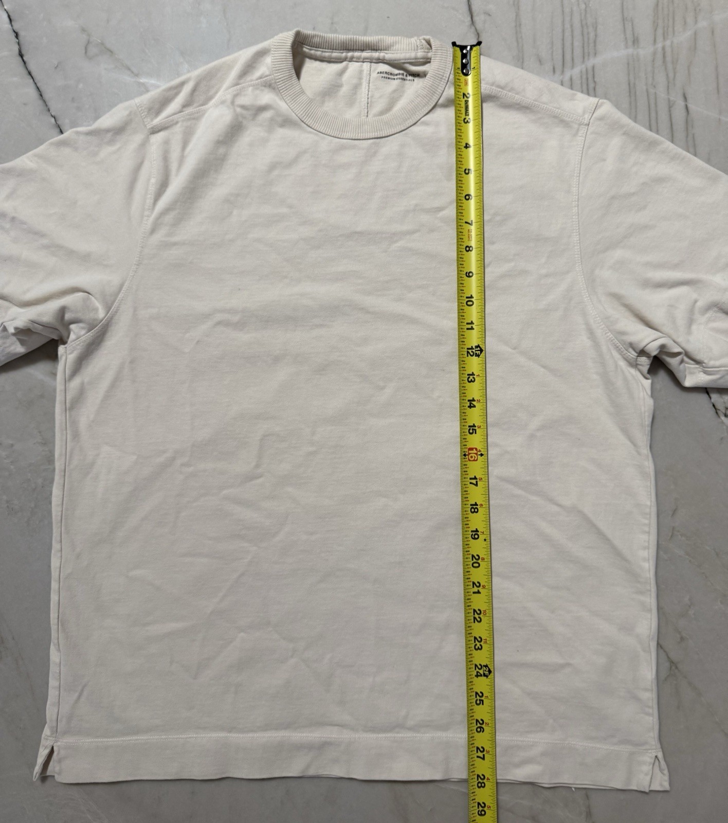 Abercrombie & Fitch Men’s Premium Essentials T Shirt Cream Sz Medium M #67 EUC gallery