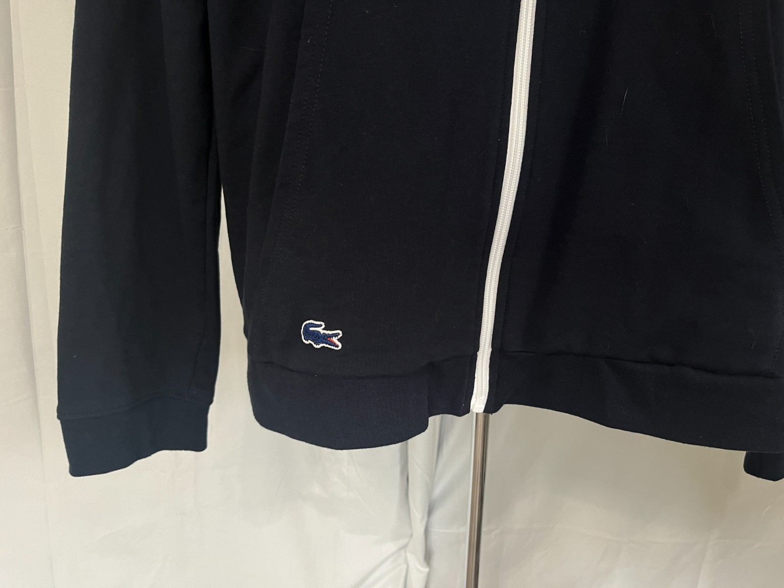 🐊 Lacoste Men’s Navy Blue White Full Zip Hooded Shirt XL EUC 🔥 gallery