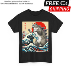 Catzilla Cat Japanese Art Funny Cat Gifts For Men Women Kid T-Shirt