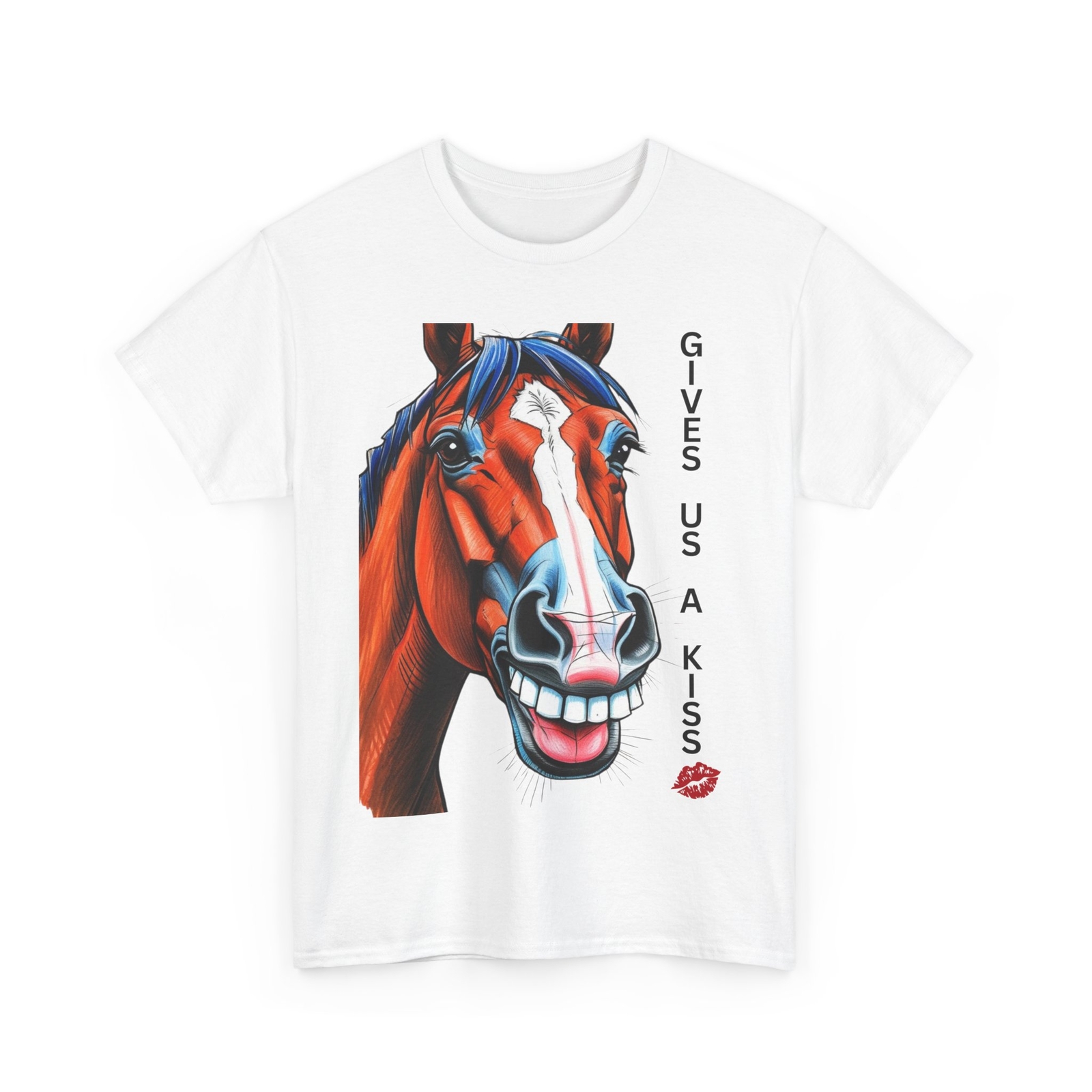 Gives Us A Kiss Horse Kiss! Graphic Tshirt Gildan Choose size & Color gallery