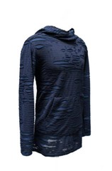 SHRINE GOTHIC BLUE LONG SLEEVE ROCK STAR BURNING MAN RAVE TECHNO SHIRT HOODIE