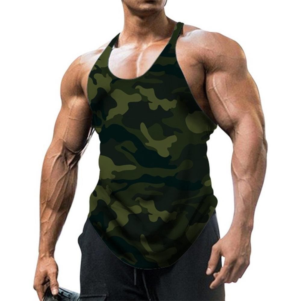 Men Gym Vest Racerback Bodybuilding Muscle Stringer camouflage Tank Fitness Tops gallery