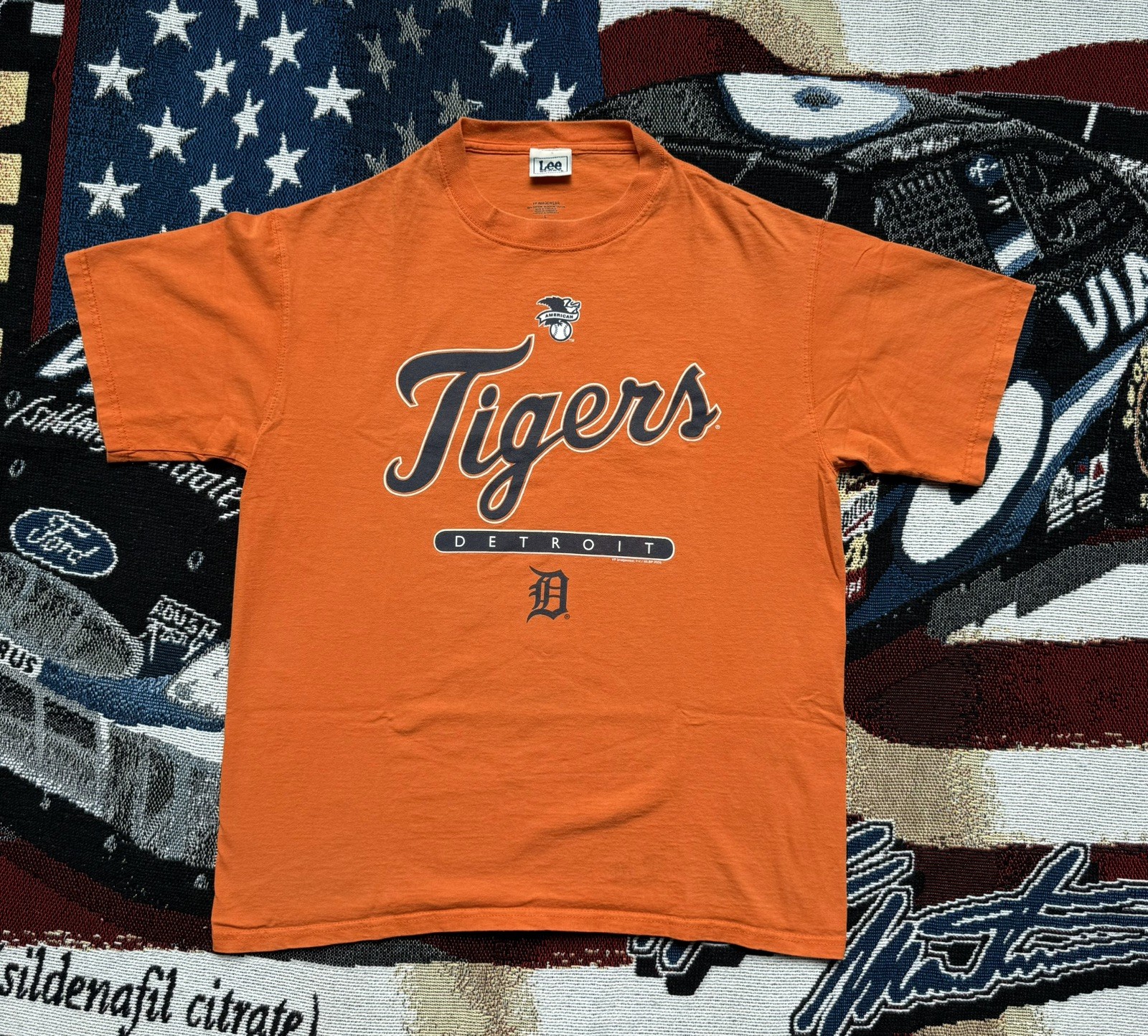 Vintage Y2K Detroit Tigers American League Tshirt Men’s Large MLB Baseball