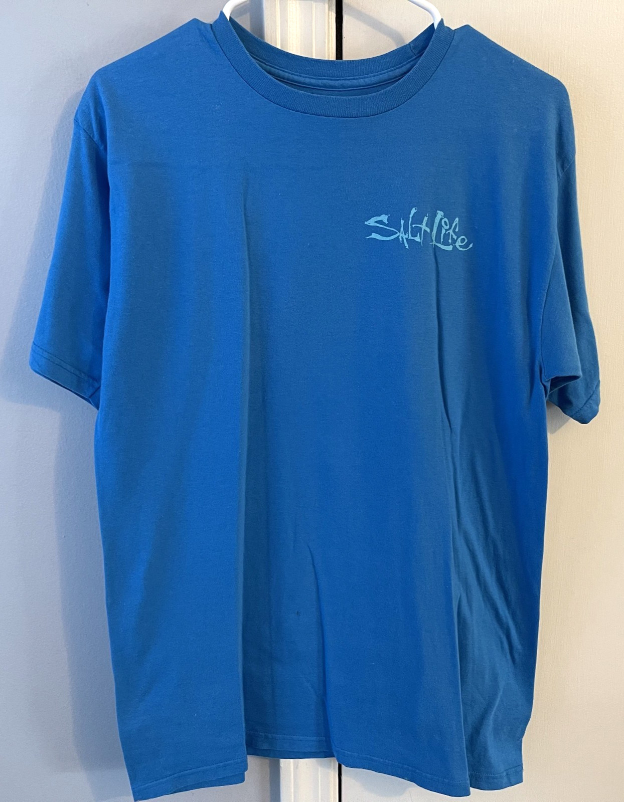 Salt Life Grab Life By The Claw Live Salty Beach Fishing Graphic Shirt Blue Sz M gallery