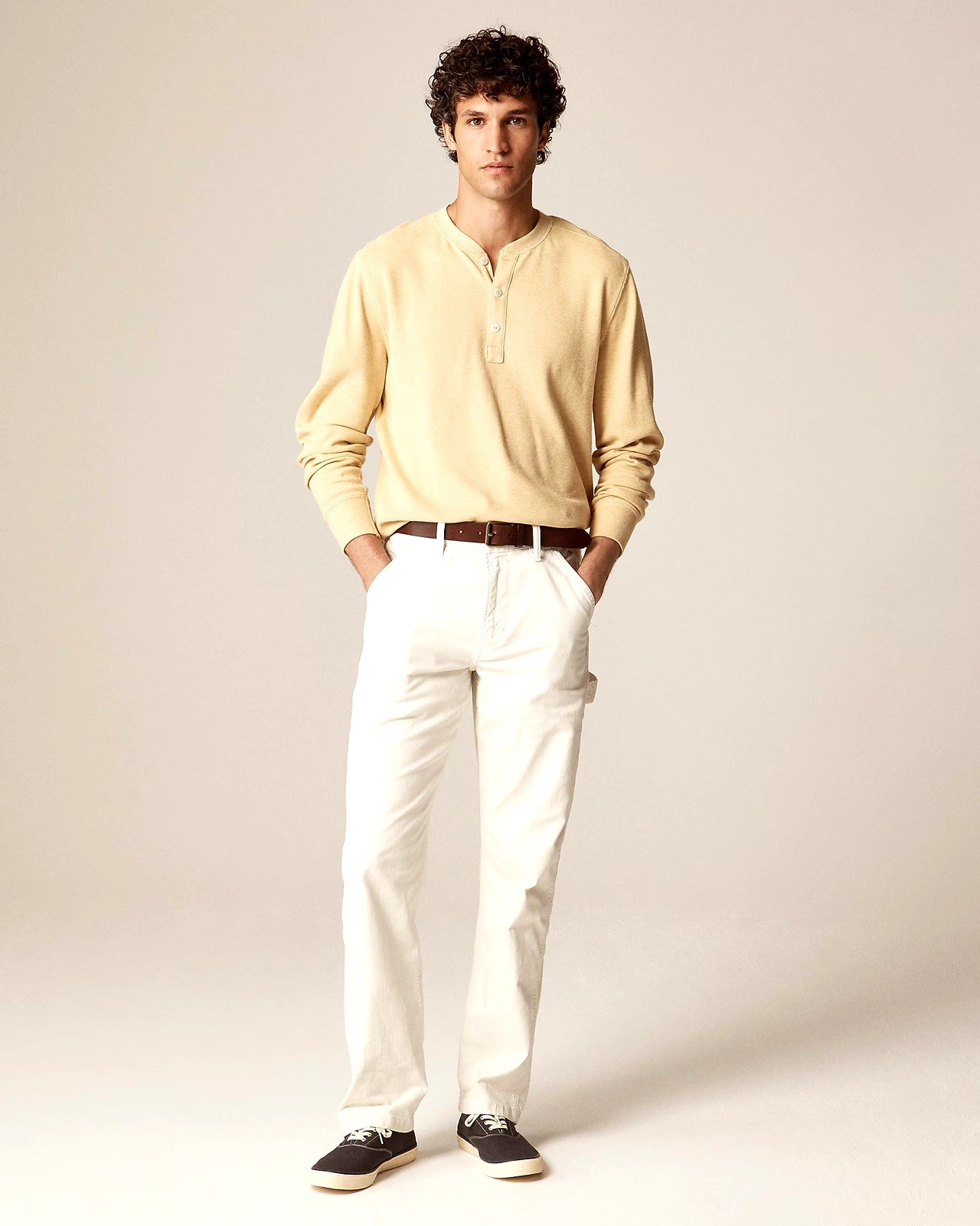 J. CREW Jacquard rib-knit henley in Heather Ginko (Yellow) Size S NWT $98 CL754 gallery