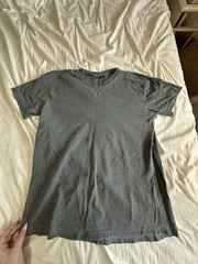 Women’s L Gray Cotton Knit Solid Lightweight Regular Fit Crew Neck Tee