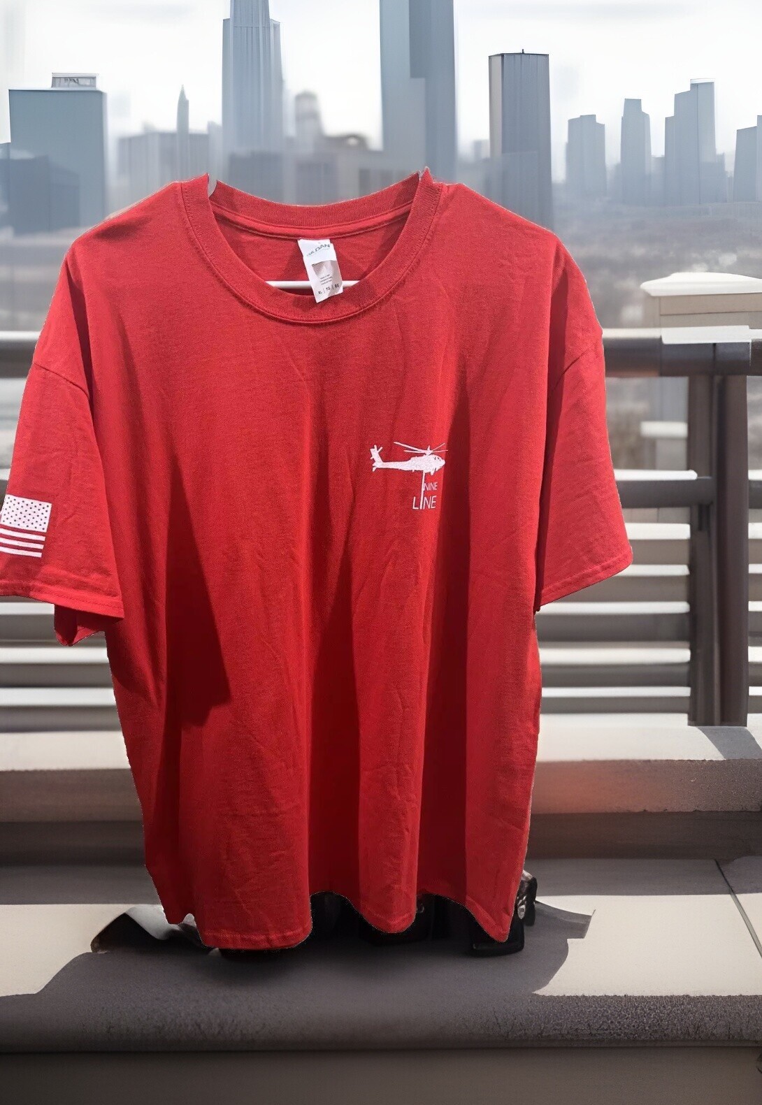 Nine Line T Shirt Adult Red Text Logo Police Support Has Misprint 2 Side 3XL gallery