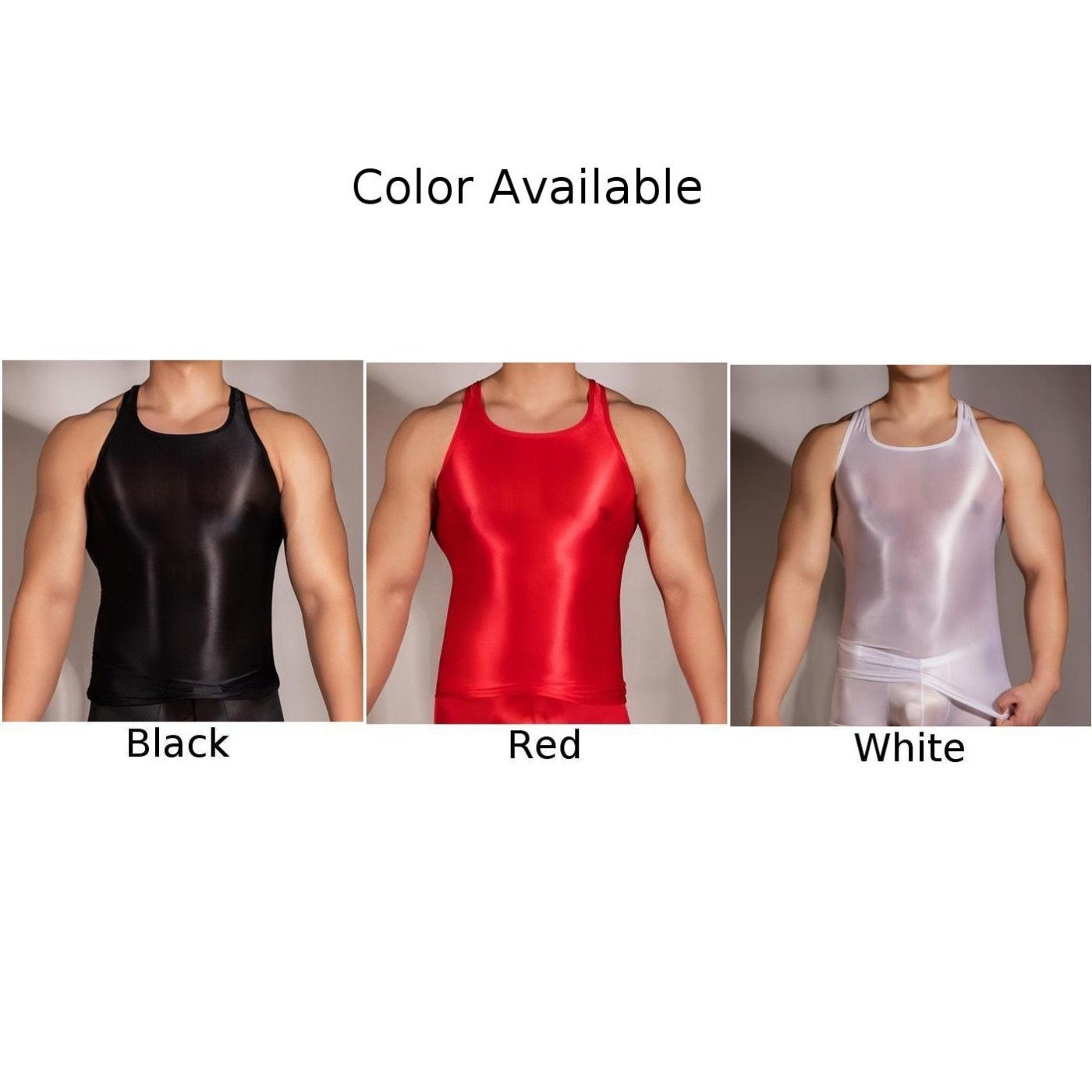 Vest Male Gym Oil Glossy Sport Sportswear Tank Top Crop Top Good Stretchy gallery