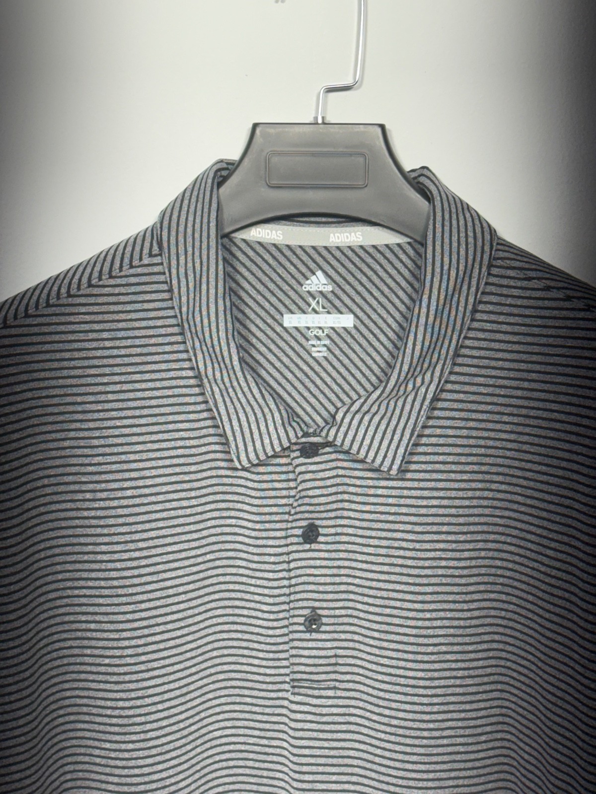 Adidas Golf Polo Shirt Mens XL Gray Striped Performance Athletic gallery