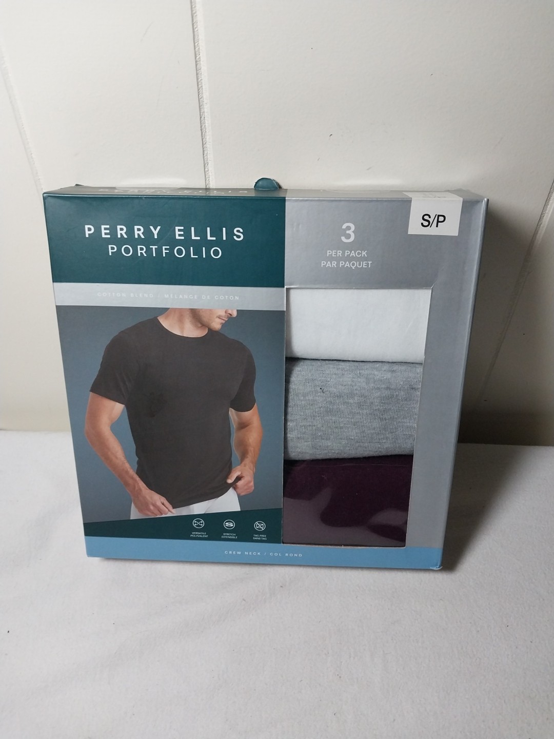 Perry Ellis Portfolio Mens 3-Pack T-Shirts Crew Neck Cotton Blend Small S gallery
