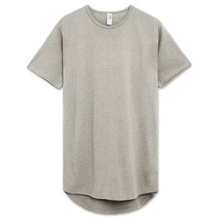 Casual Extended Drop Cut Extra Longline Crewneck T-Shirt (Grey)