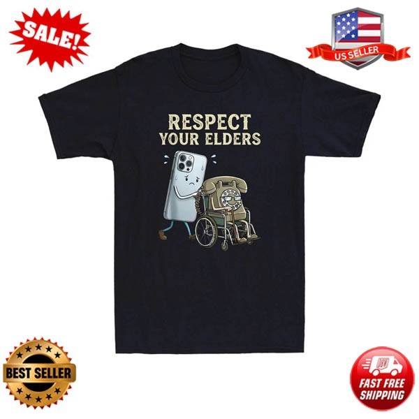 Respect Your Elders Retro Smartphone Technology Funny Meme Quote T-Shirt gallery