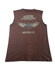 Mens Y2K Harley Davidson Brown Mancuso Central Sleeveless Shirt Size Medium