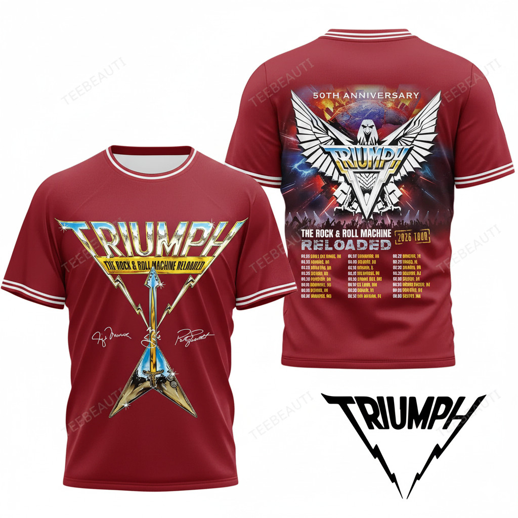 Triumph 50th Anniversary T SHIRT Tour Shirt Size S-5XL red NHF7677 gallery